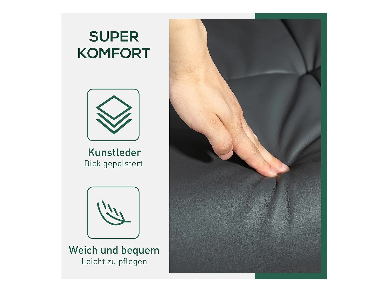 Fauteuil relax pivotant avec repose-pieds, fonction inclinable, cuir synthétique, gris foncé (80x86x99 cm)