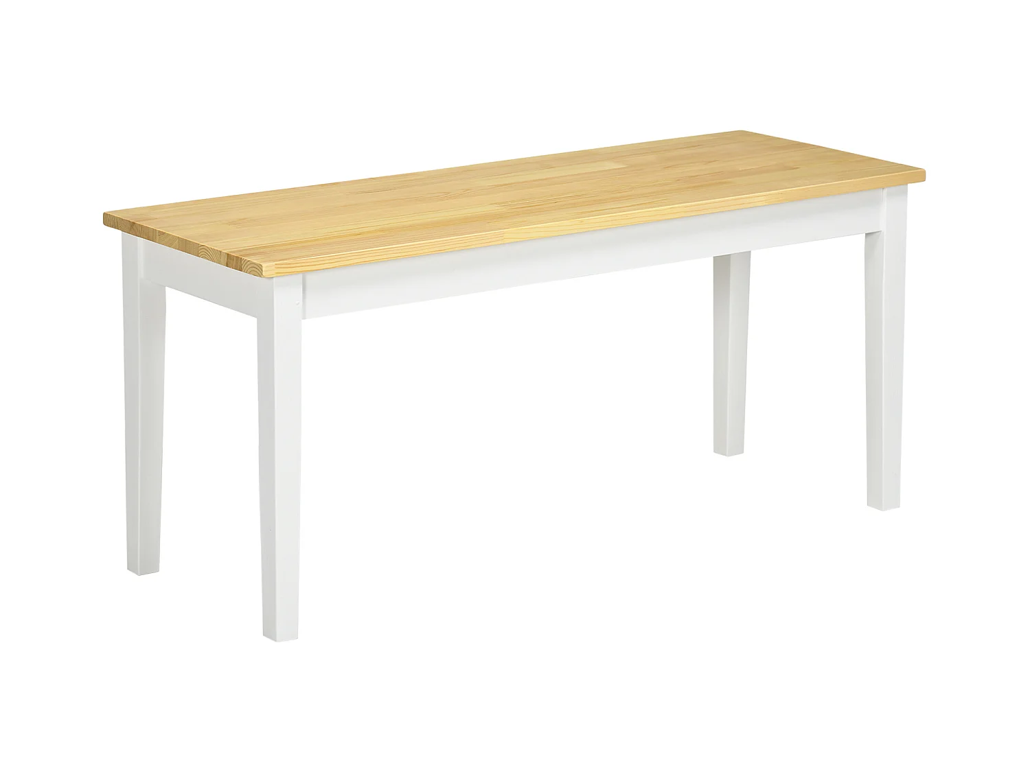 Banc de cuisine 2 places en bois de pin, design moderne, blanc (102x36x45 cm)