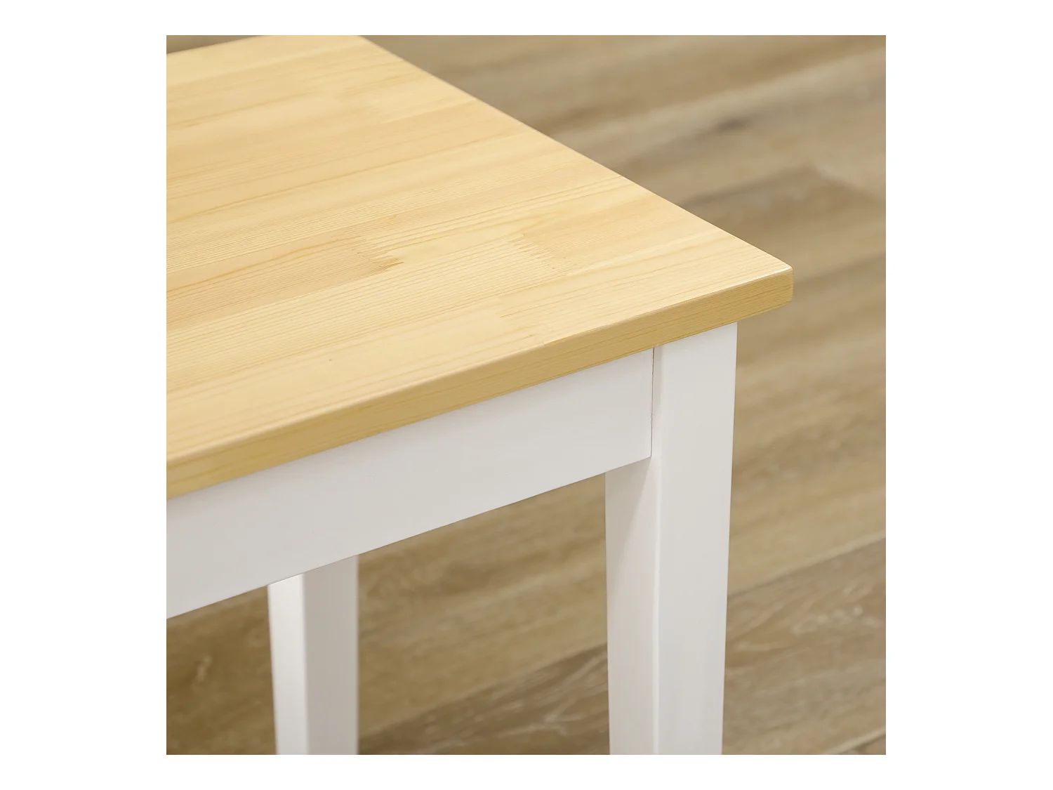 Banc de cuisine 2 places en bois de pin, design moderne, blanc (102x36x45 cm)