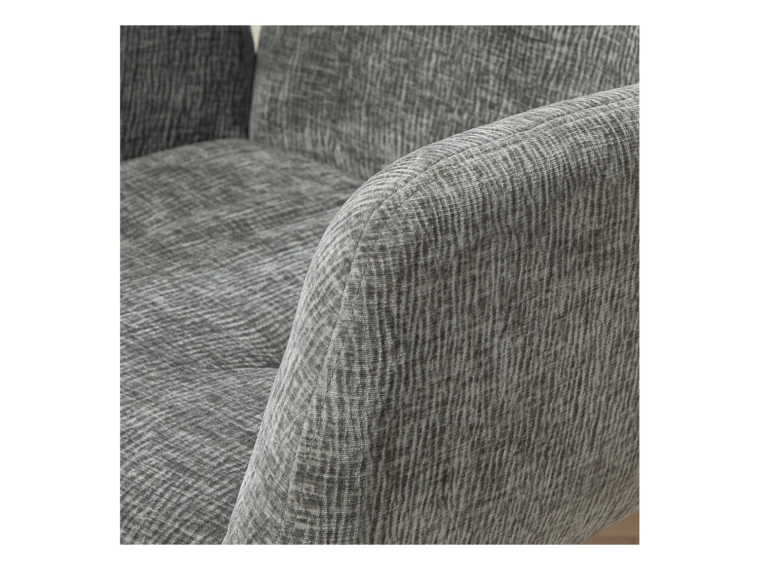 Fauteuil lounge pivotant, tissu laine et lin, design moderne, pieds acier gris foncé (60x61x88cm)