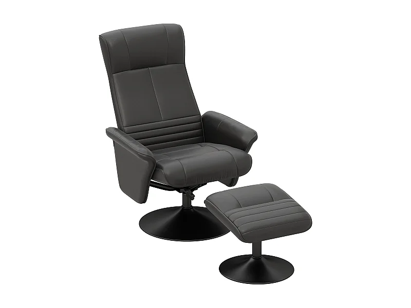 Relaxfauteuil met voetenbank, 360° draaibaar, relaxfunctie, polyester, zwart (69x71x104 cm)