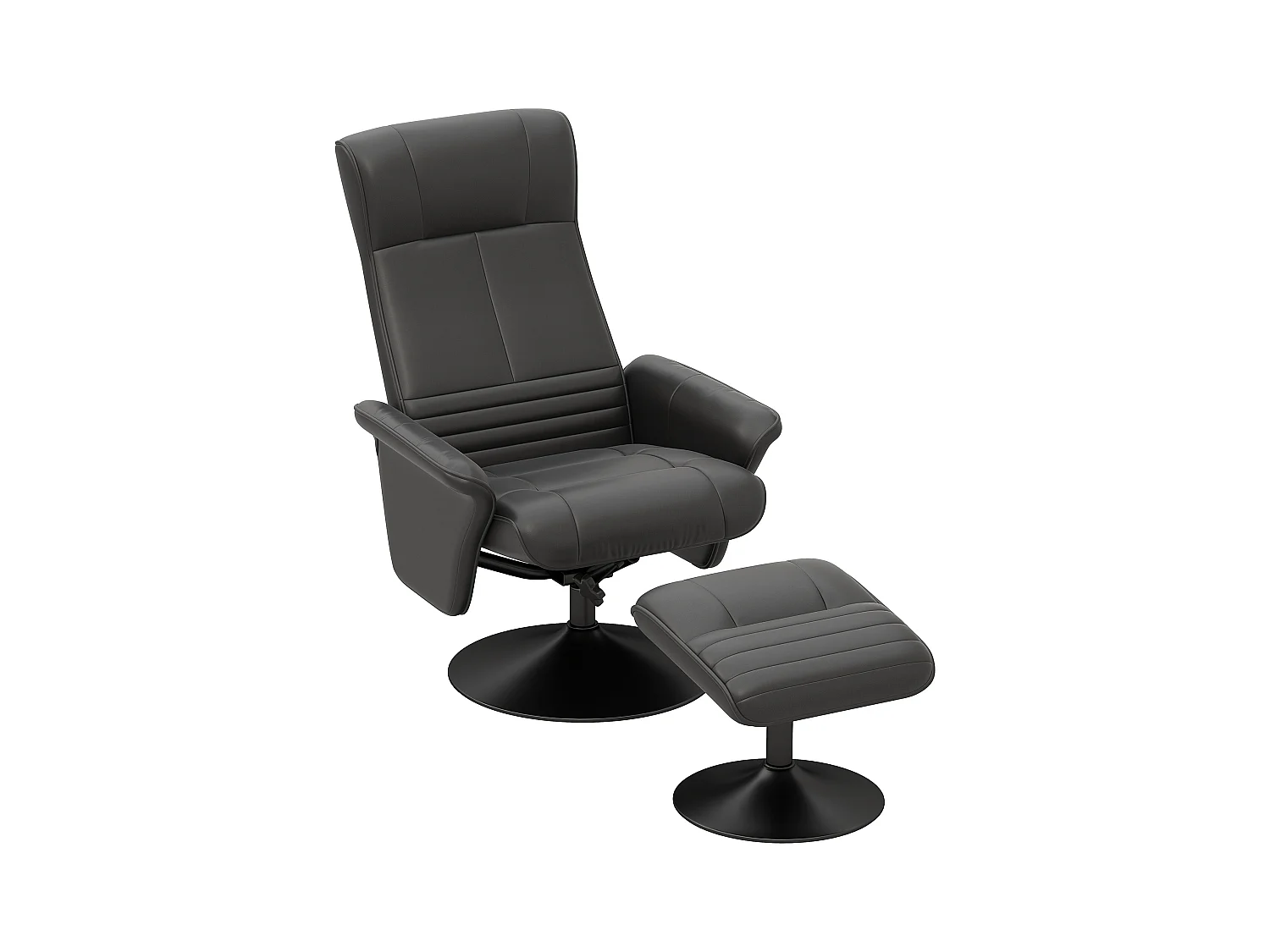 Fauteuil de relaxation avec repose-pieds, pivotant 360°, fonction inclinaison, polyester, noir (69x71x104 cm)