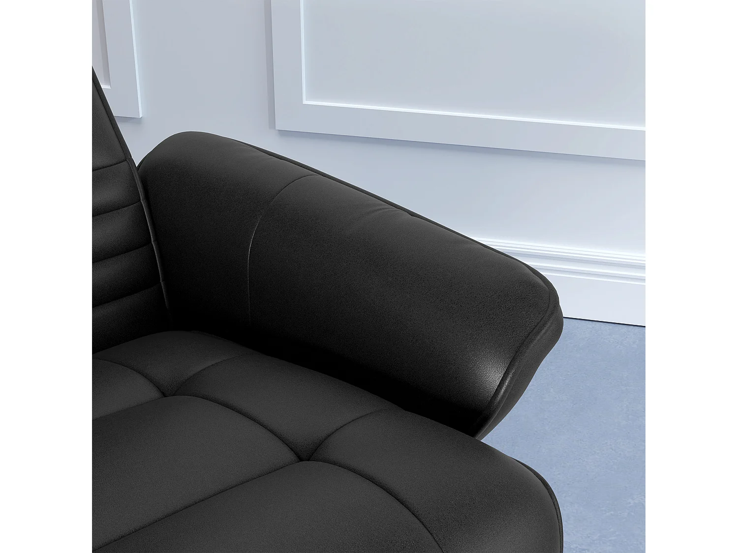 Fauteuil de relaxation avec repose-pieds, pivotant 360°, fonction inclinaison, polyester, noir (69x71x104 cm)