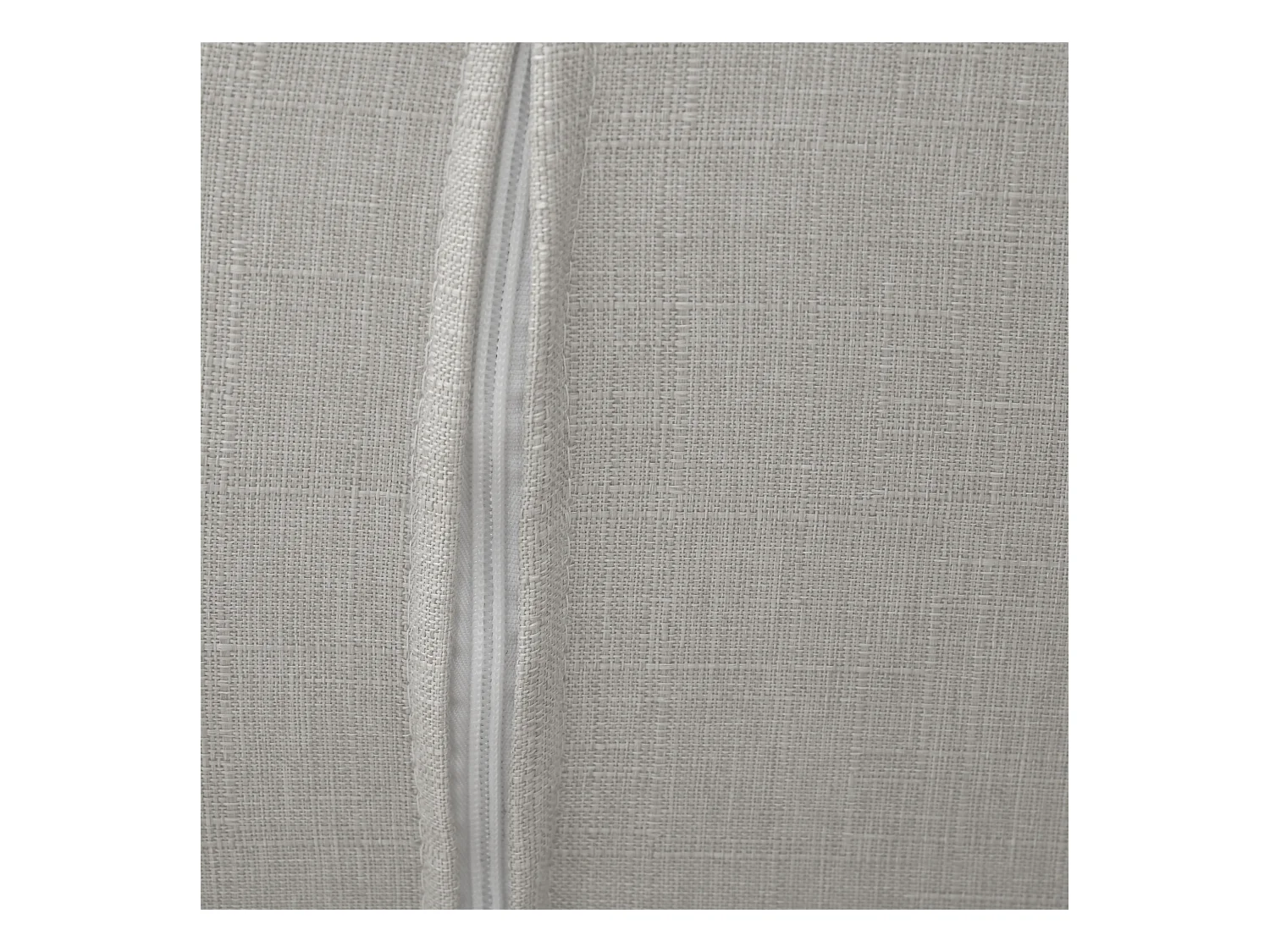 Fauteuil met poef en armleuningen, linnen stof, eucalyptus frame, lichtgrijs (66,5x80x99 cm)