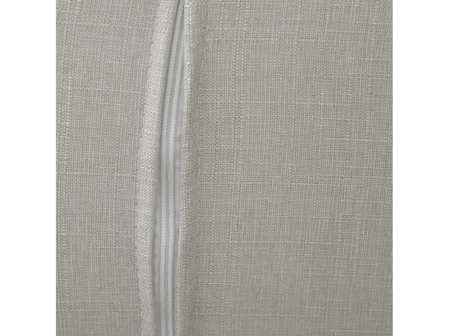 Fauteuil avec pouf et accoudoirs, tissu lin, cadre en eucalyptus, gris clair (66.5x80x99 cm)