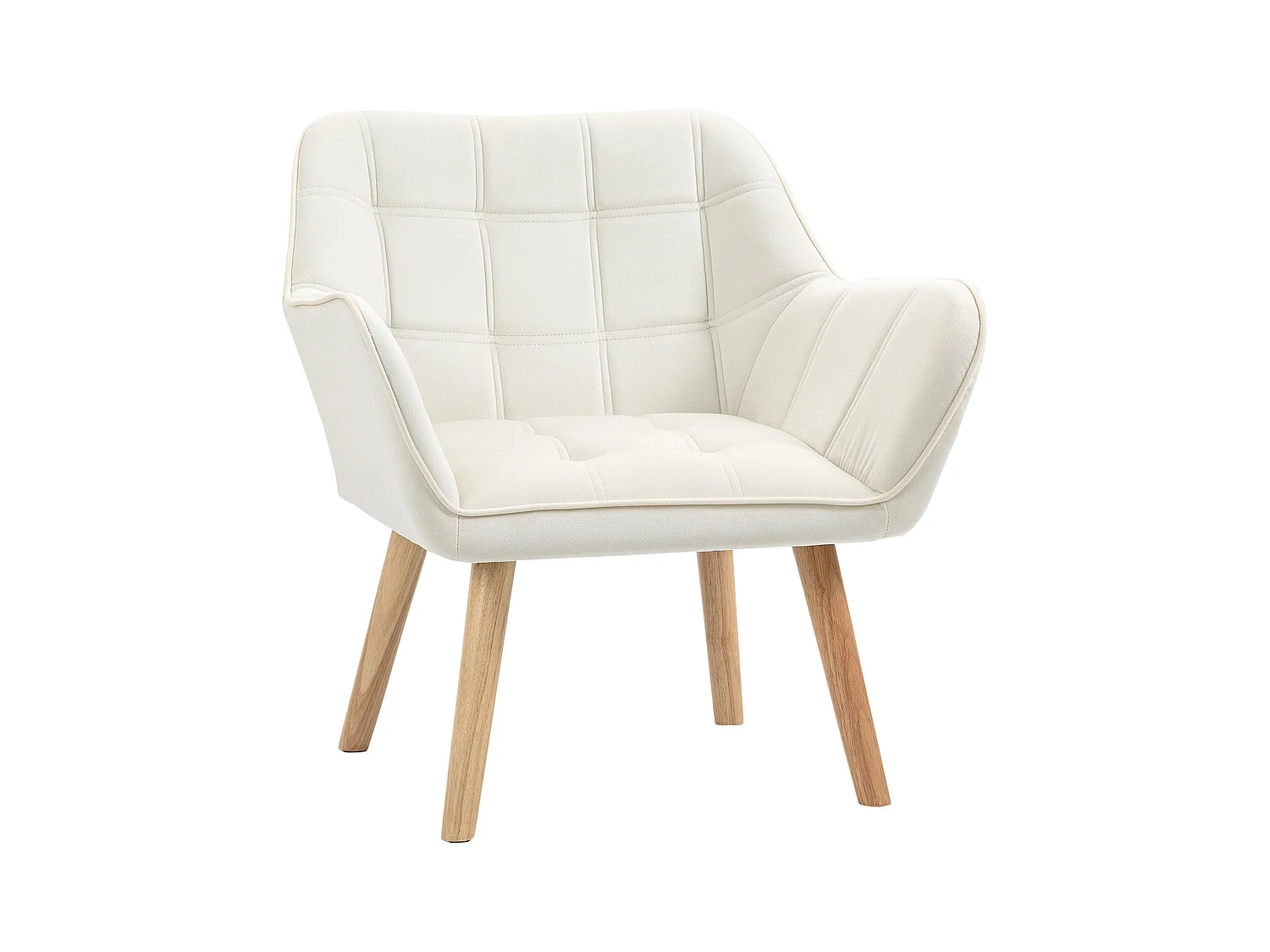 Fauteuil relax avec pieds surélevés, tissu effet velours, pour salon et chambre, crème (67x61.5x71 cm)
