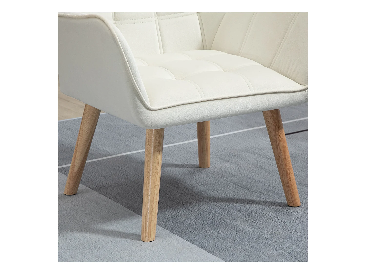 Fauteuil relax avec pieds surélevés, tissu effet velours, pour salon et chambre, crème (67x61.5x71 cm)