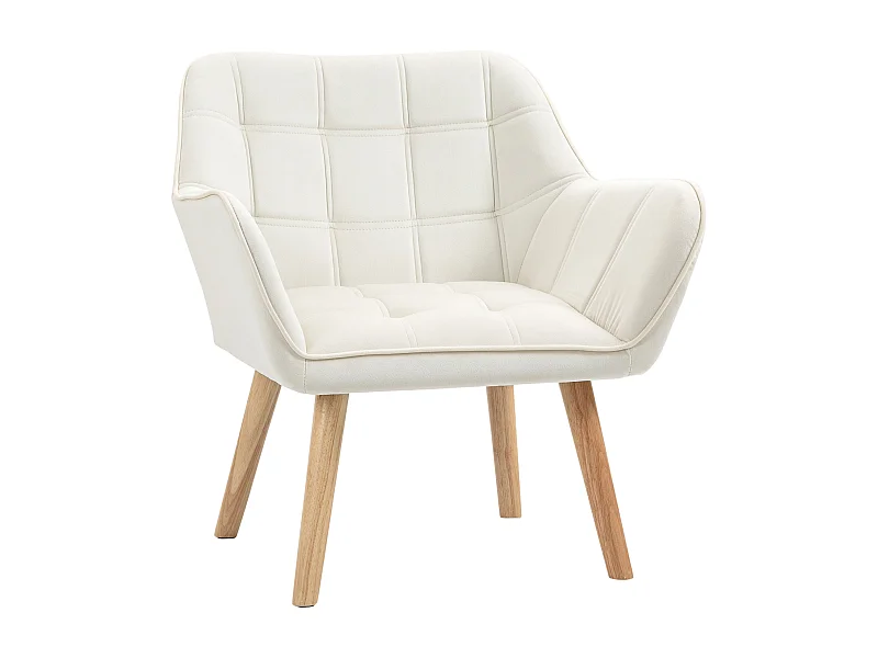 Fauteuil relax avec pieds surélevés, tissu effet velours, pour salon et chambre, crème (67x61.5x71 cm)