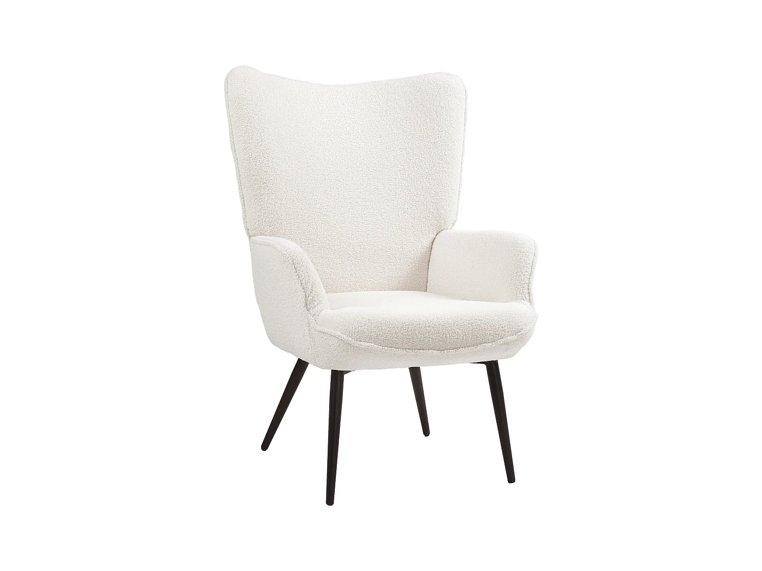 Fauteuil oreiller rembourré avec accoudoirs, pieds métal, polyester crème (71x77x102cm)