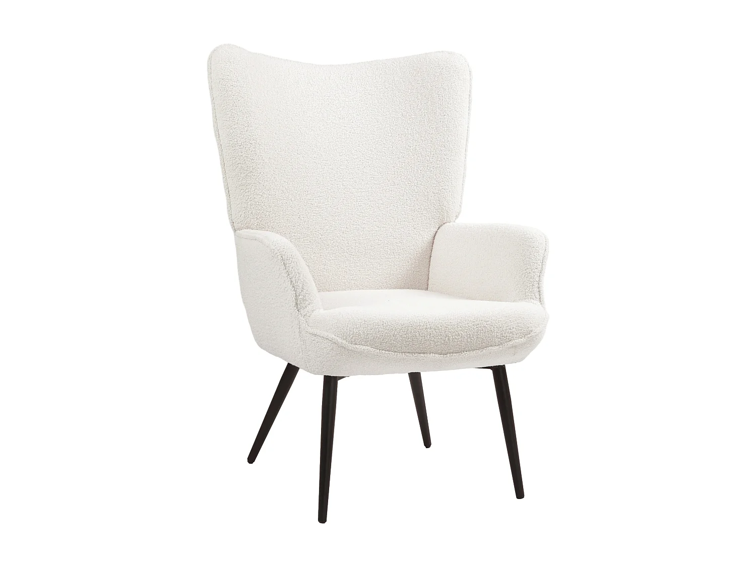 Fauteuil oreiller rembourré avec accoudoirs, pieds métal, polyester crème (71x77x102cm)