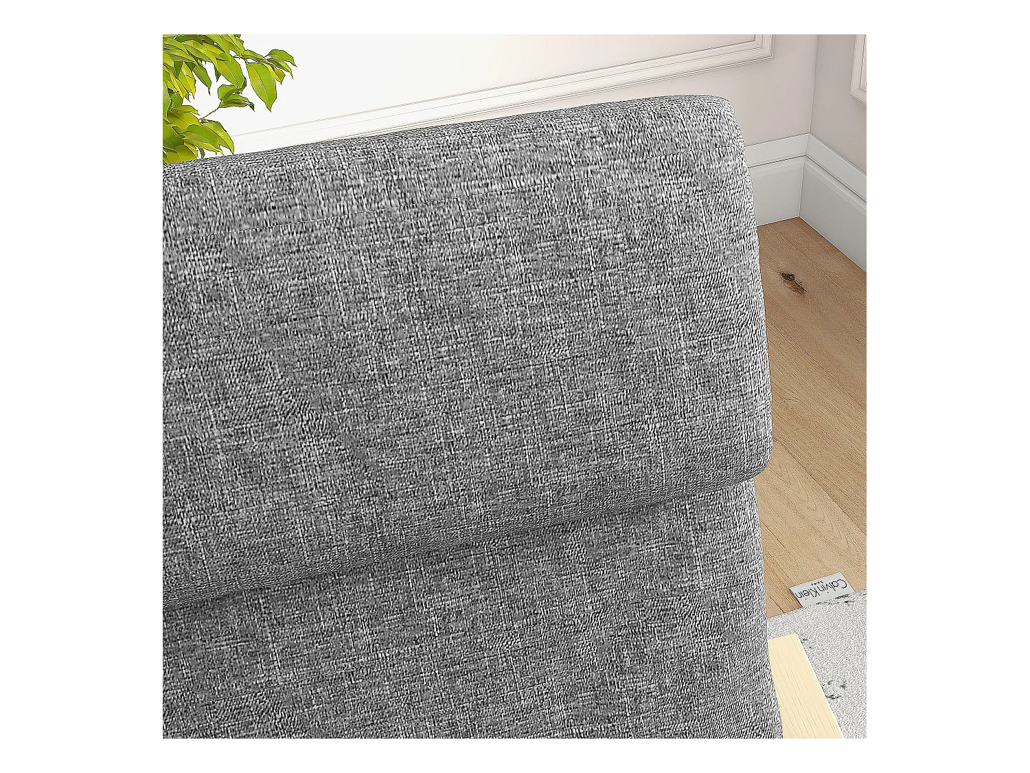 Fauteuil relax avec appuie-tête, structure bois de bouleau, revêtement lin gris foncé, confortable et stable (66.5x80x99cm)