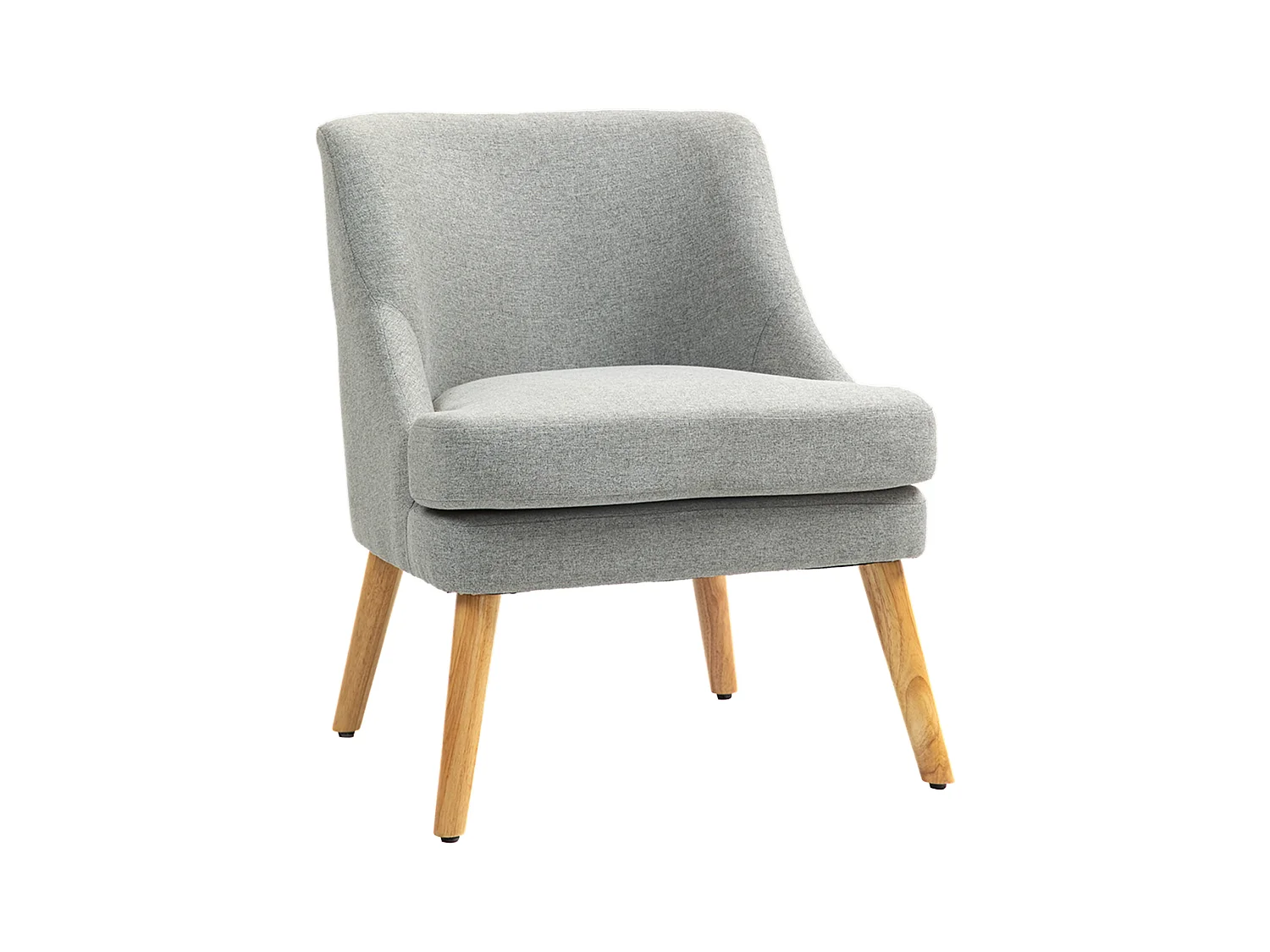 Poltrona in lino con braccioli, gambe in legno, grigio chiaro (63x69x79,5cm)