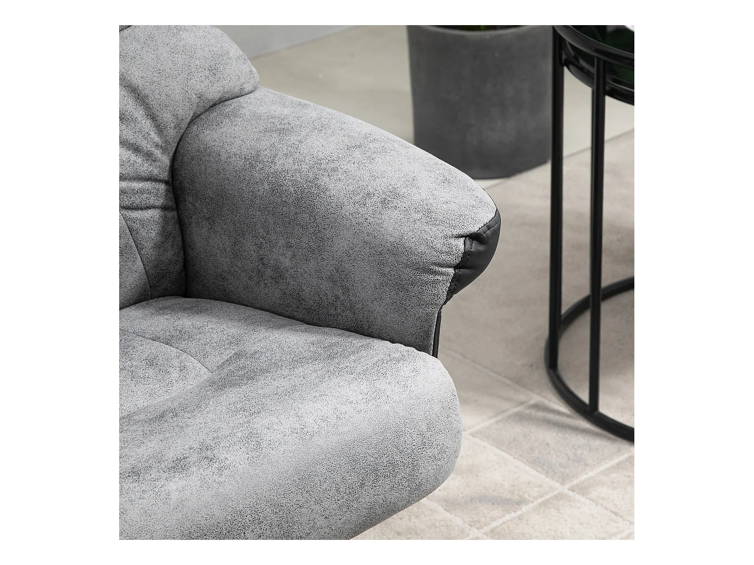 Draaifauteuil met voetenbankje, relaxfunctie, grijze microvezel (78x82,5x109 cm)