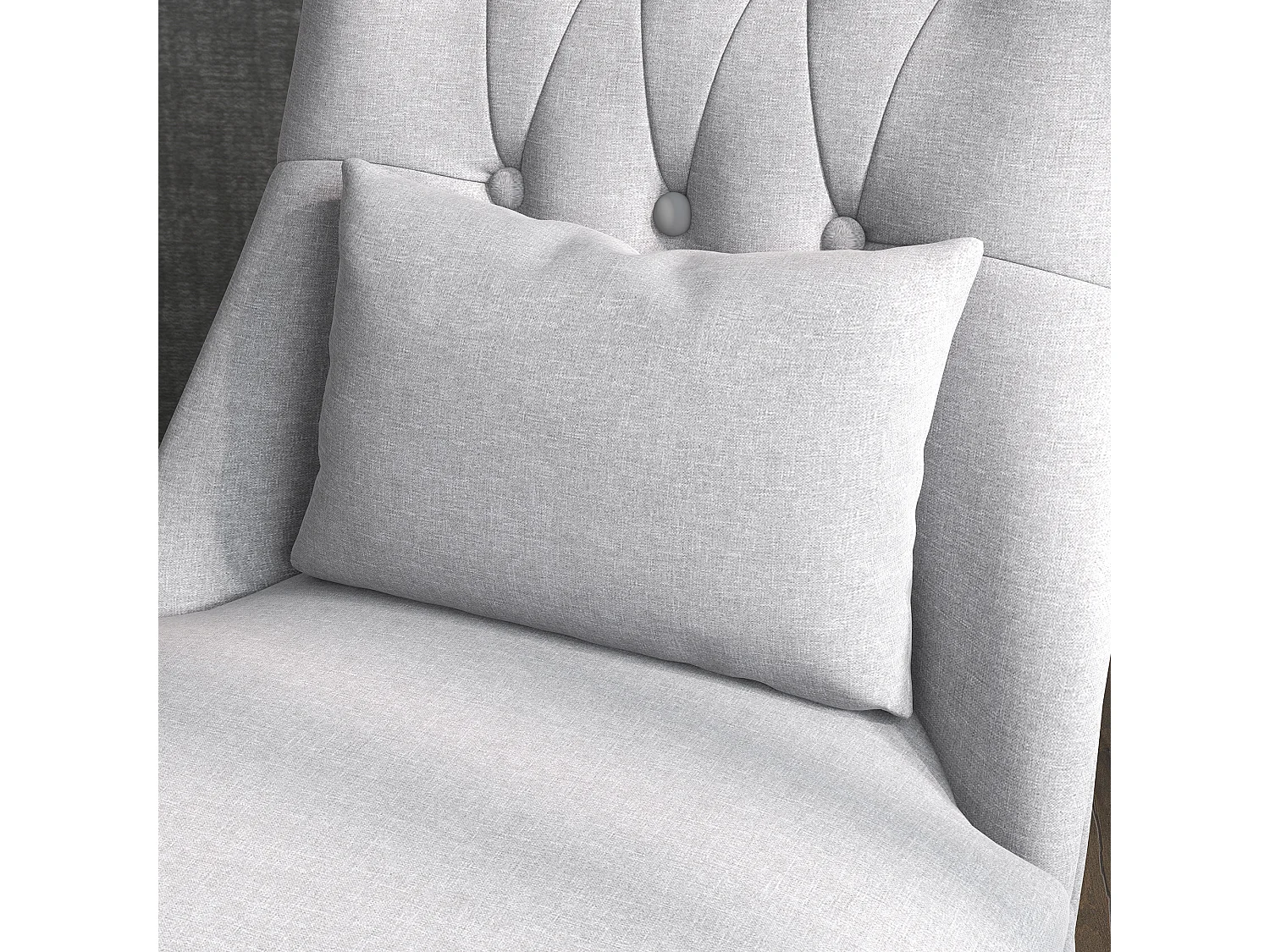 Fauteuil relax avec coussin lombaire, pieds surélevés, lin, gris (52.5x69x77 cm)