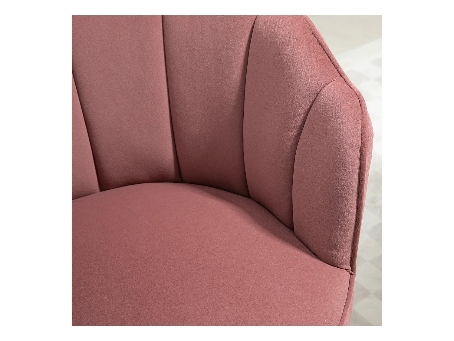 Chaise de salle à manger, dossier haut, polyester, bois de caoutchouc, rose (66x72x79 cm)