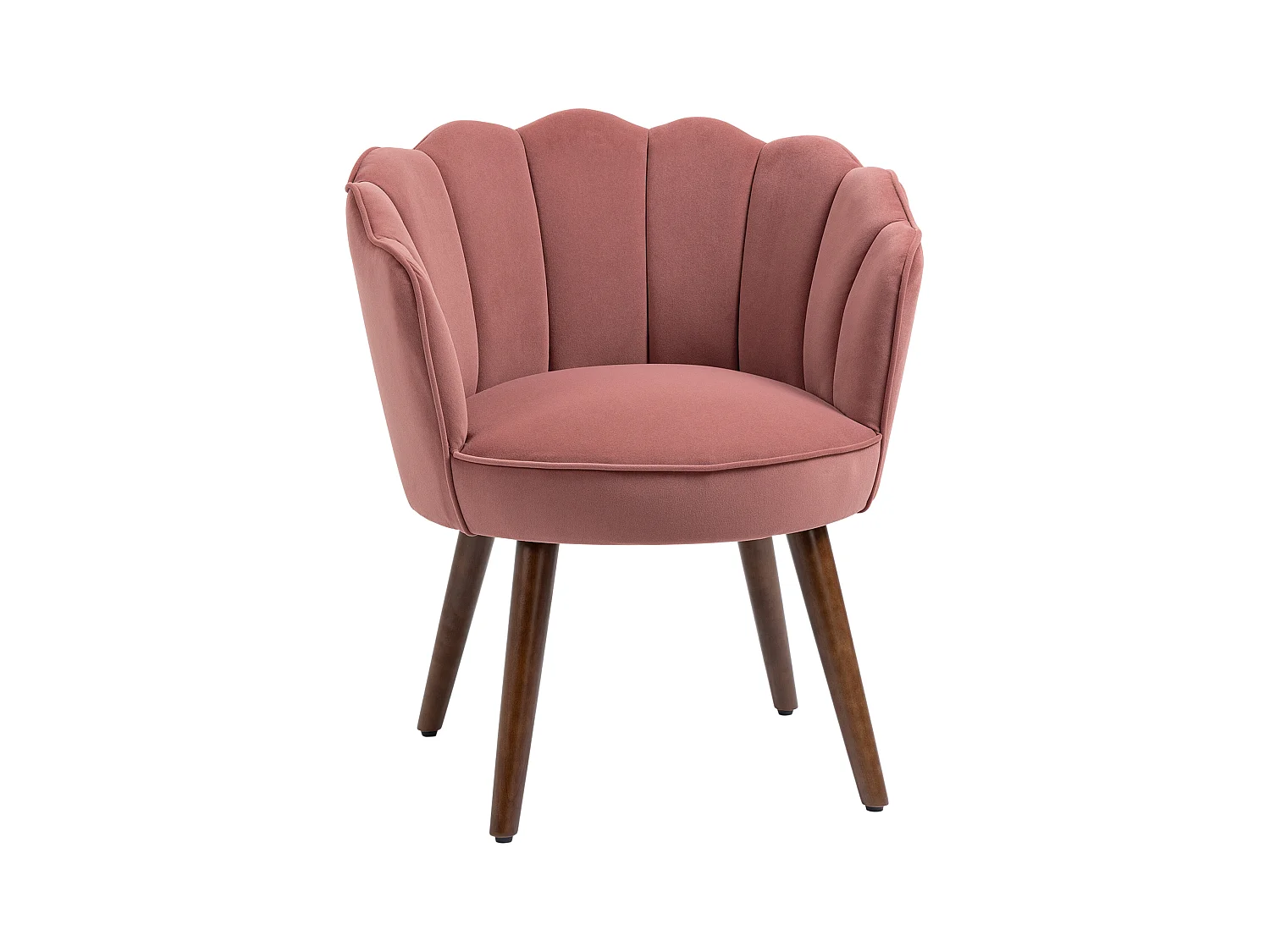 Chaise de salle à manger, dossier haut, polyester, bois de caoutchouc, rose (66x72x79 cm)