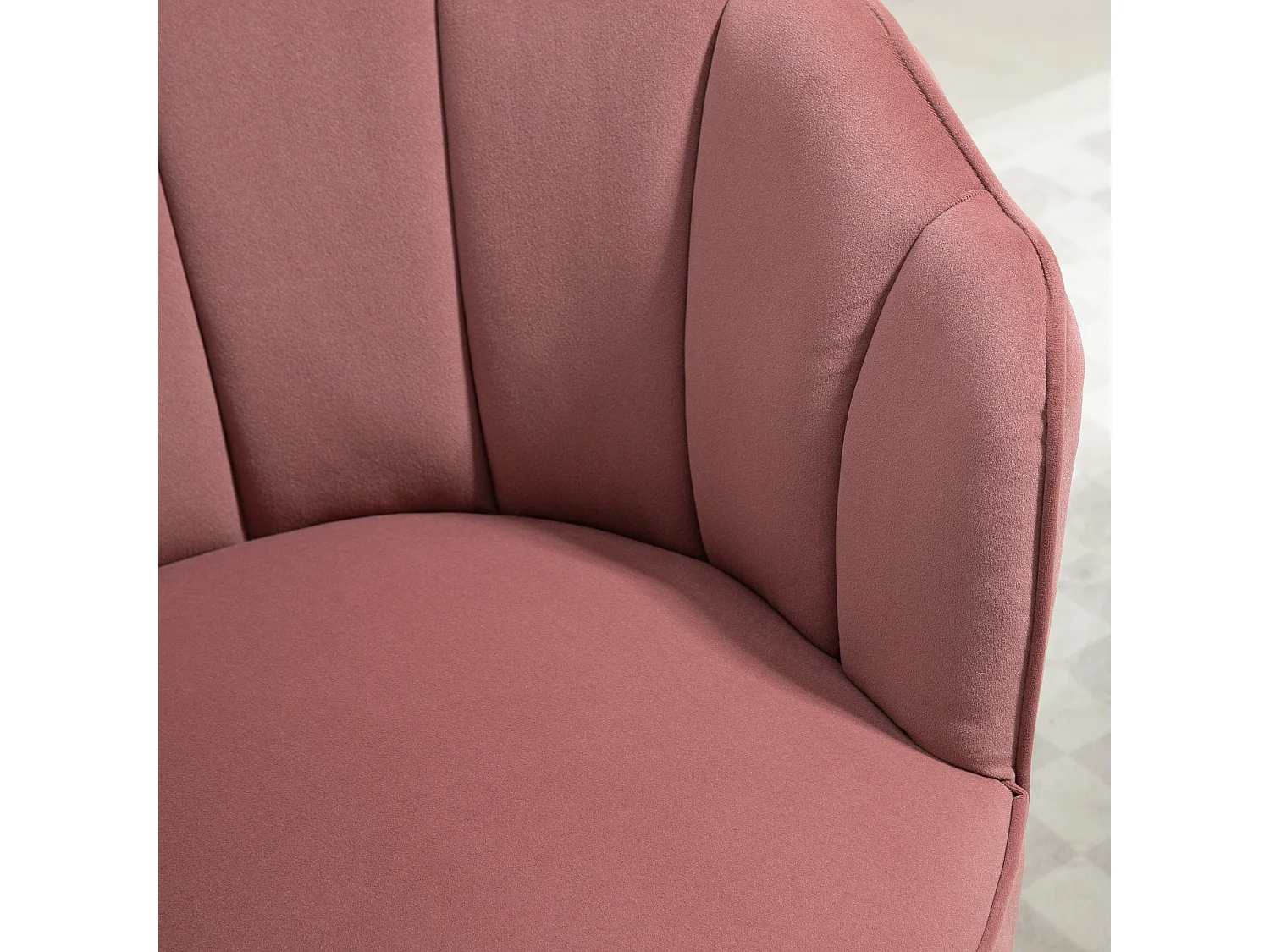 Sedia da pranzo, schienale alto, poliestere, legno di caucciù, rosa (66x72x79 cm)