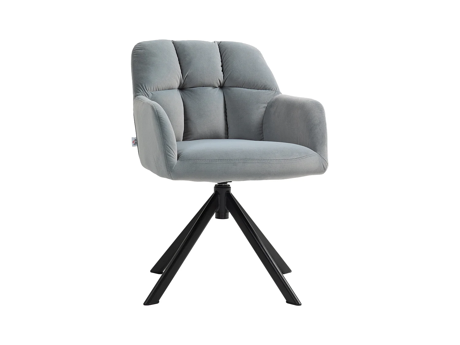 Moderne draaifauteuil van fluweel met armleuningen, metalen poten, grijs (58,5x59x78,5 cm)