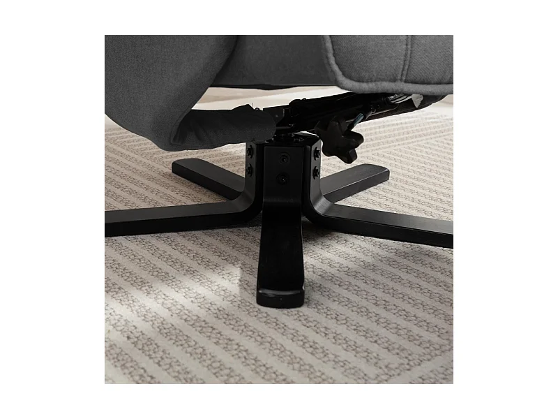Fauteuil de relaxation avec repose-pieds, 360° pivotant, tissu velours, gris foncé (87x67x96 cm)