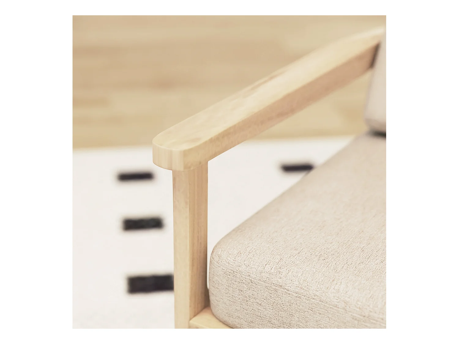 Poltrona con braccioli, tessuto di lino, beige, con cuscini sfoderabili (62x82x82 cm)