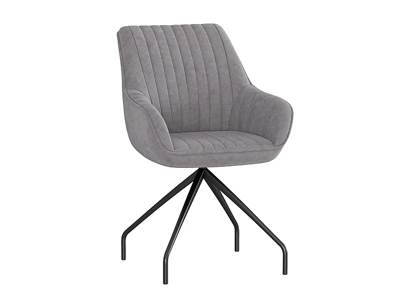 Sessel pivotant avec accoudoirs, design moderne, tissu imitation velours, pieds en métal, gris foncé (61x62x81 cm)