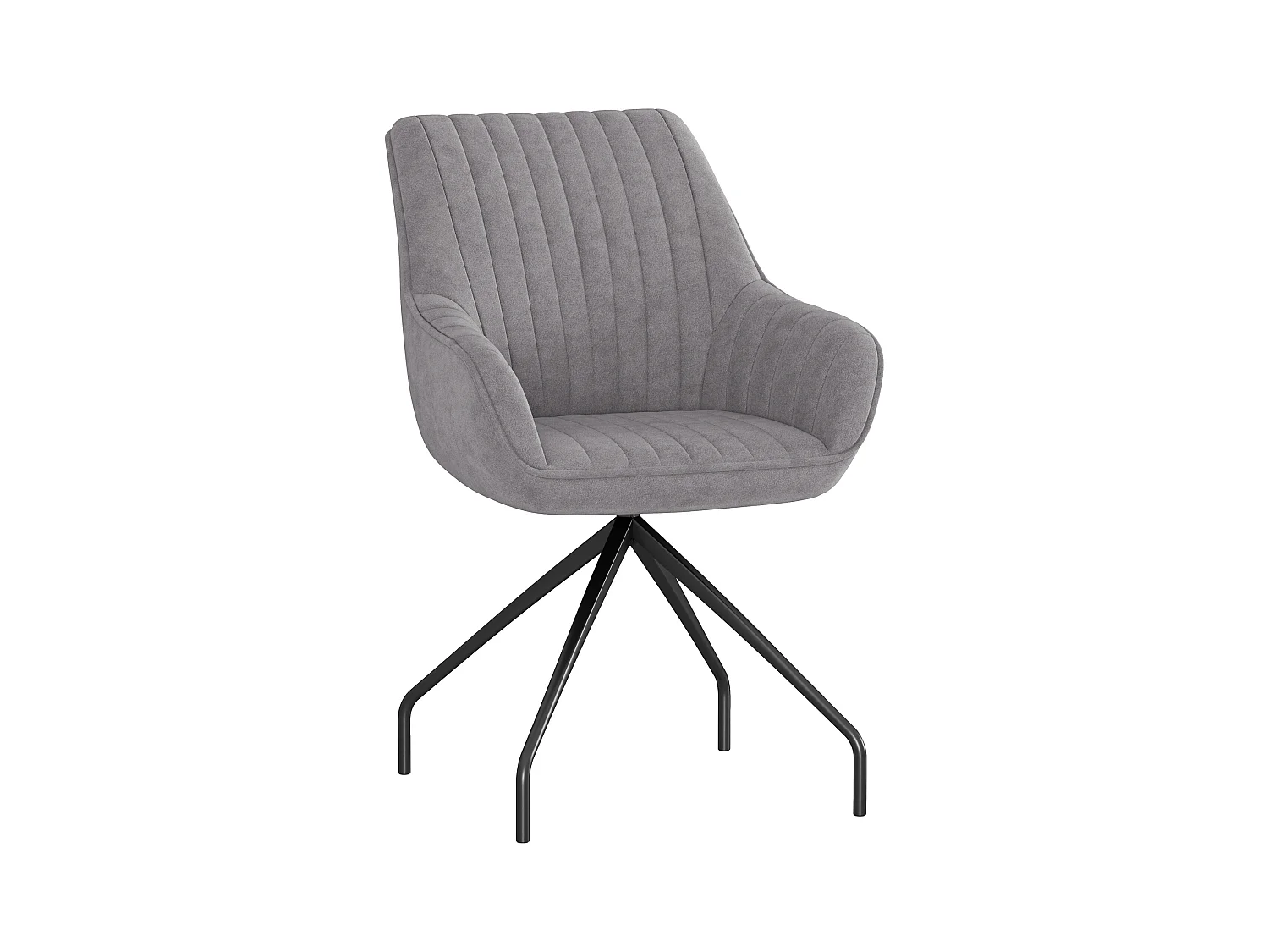 Sessel draaistoel met armleuningen, modern design, imitatie fluwelen stof, metalen poten, donkergrijs (61x62x81 cm)