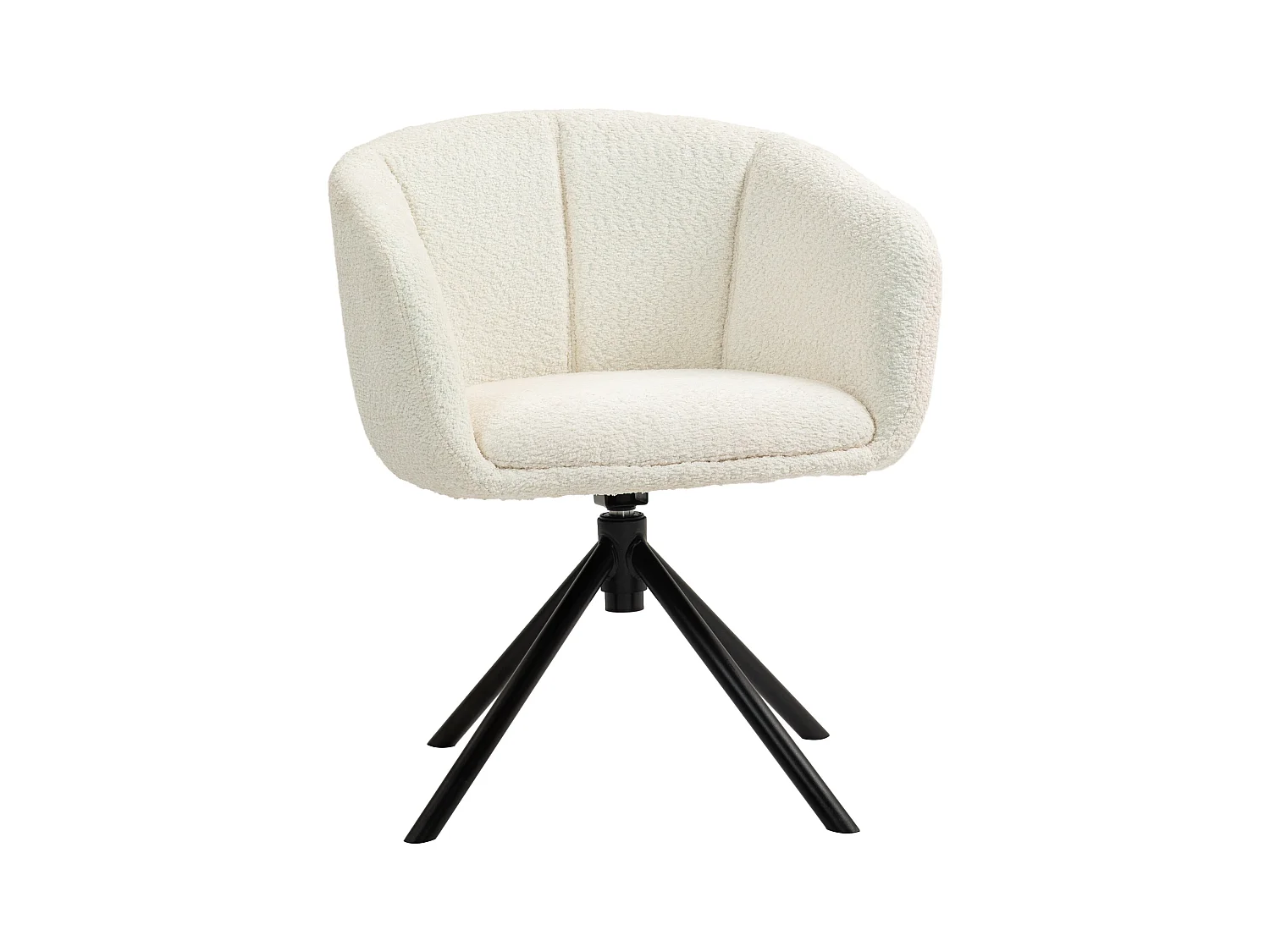 Fauteuil Lounge avec Accoudoirs et Fonction Pivotante 360°, en Tissu Lin, Pieds Métalliques, Crème (58.5x59x78.5 cm)