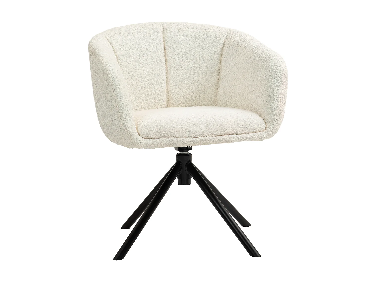 Fauteuil Lounge avec Accoudoirs et Fonction Pivotante 360°, en Tissu Lin, Pieds Métalliques, Crème (58.5x59x78.5 cm)