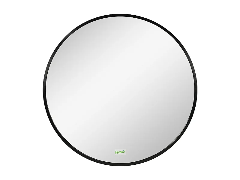 Miroir rond pour salle de bain, cadre en aluminium, Ø50 cm, noir, pour salon, chambre et salle de bain (50x2x50 cm)