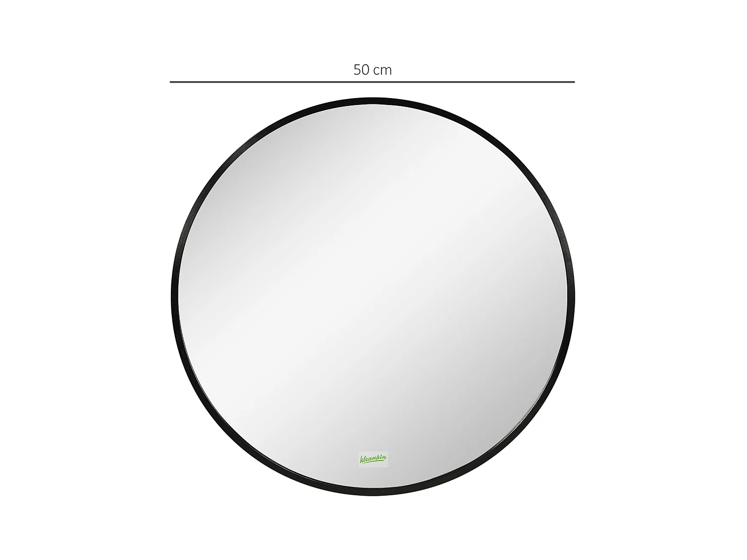 Miroir rond pour salle de bain, cadre en aluminium, Ø50 cm, noir, pour salon, chambre et salle de bain (50x2x50 cm)