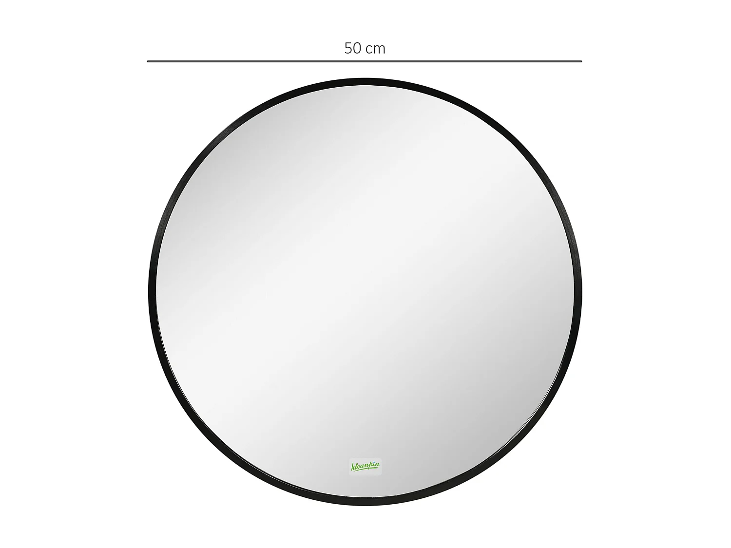Specchio da bagno rotondo, cornice in alluminio, Ø50 cm, nero, per soggiorno, camera da letto e bagno (50x2x50 cm)