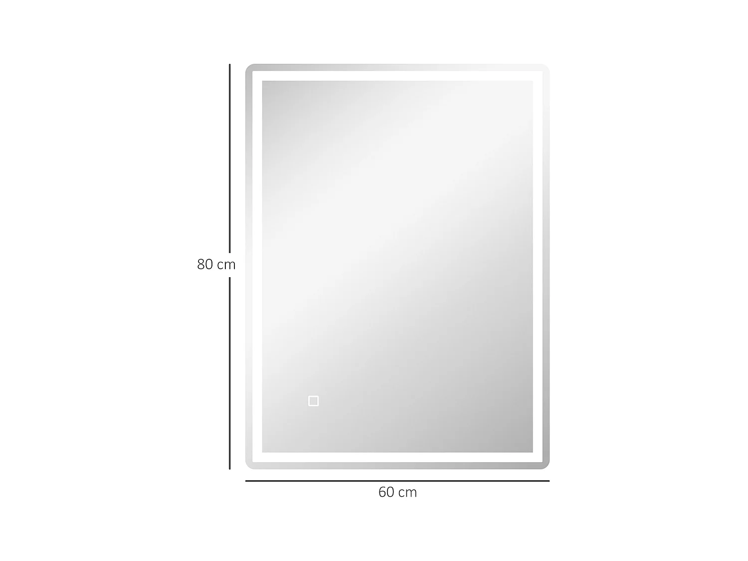 Miroir LED dimmable avec fonction antibuée, en verre, argent (80x60x4 cm)