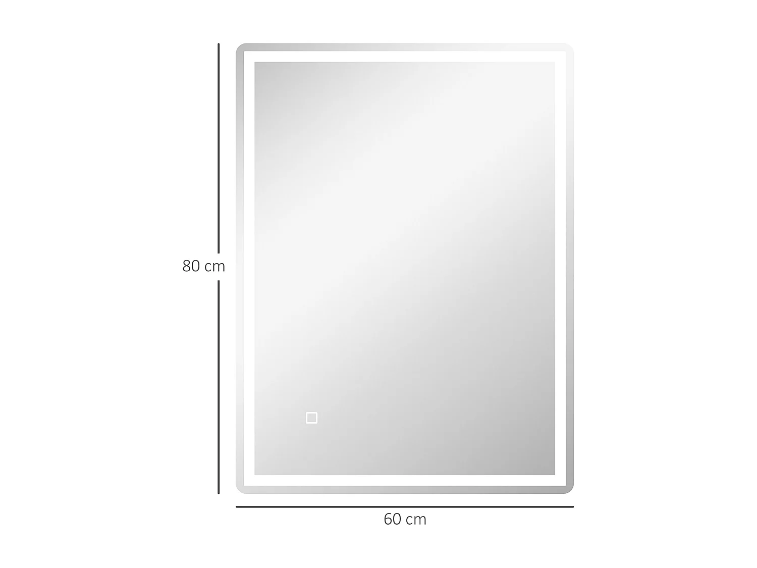 Miroir LED dimmable avec fonction antibuée, en verre, argent (80x60x4 cm)
