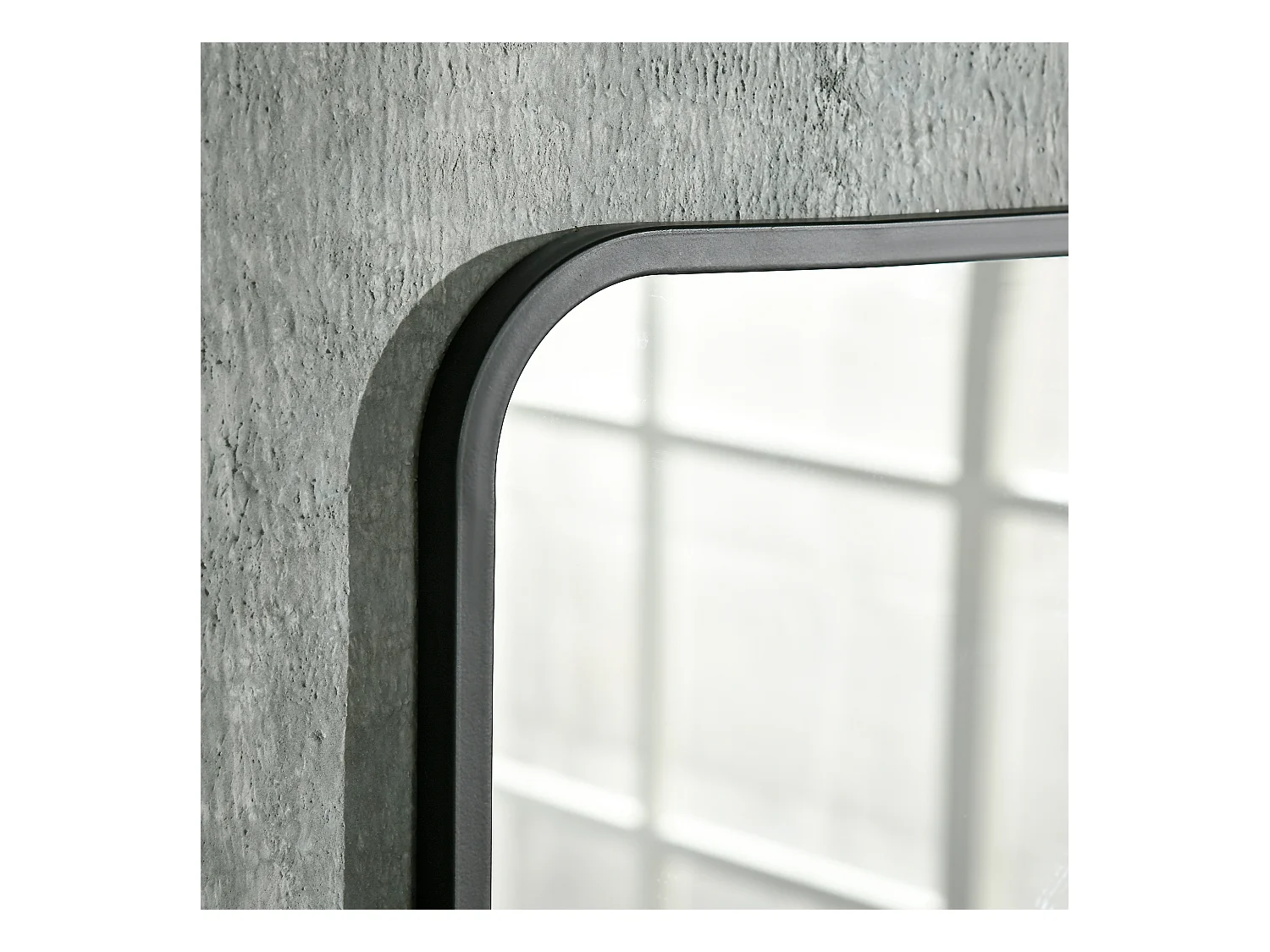 Miroir mural avec étagère, cadre rectangulaire moderne, métal, noir (70x10.2x50 cm)