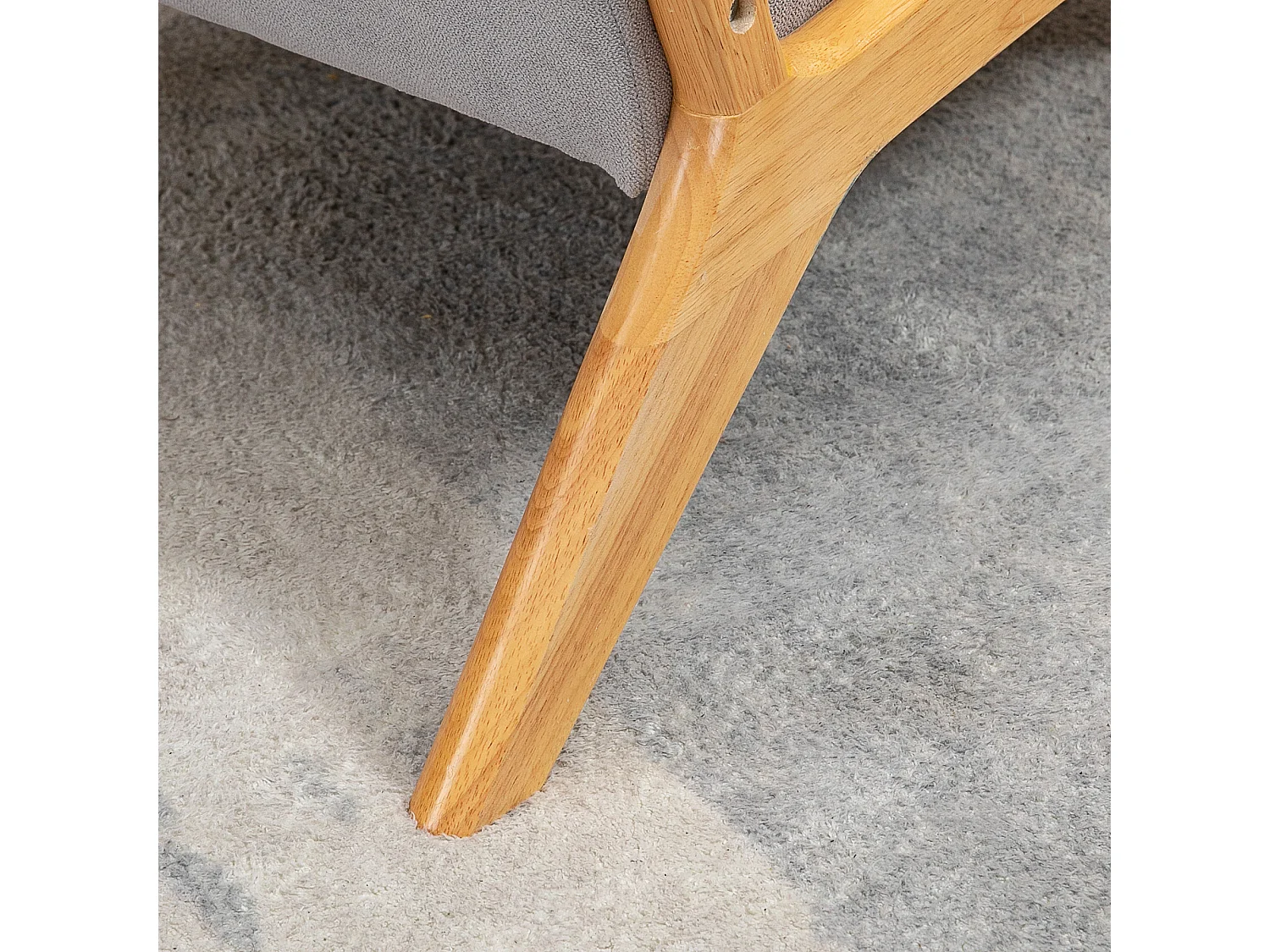 Relaxfauteuil met armleuningen en lendenkussen, fluwelen stof, hout, grijs, (78x61x76 cm)