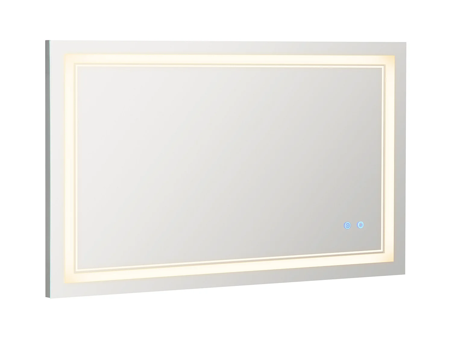 Miroir de salle de bain avec éclairage LED, étanche IP44, 3 couleurs de lumière, aluminium, argenté (100x60x3.2 cm)