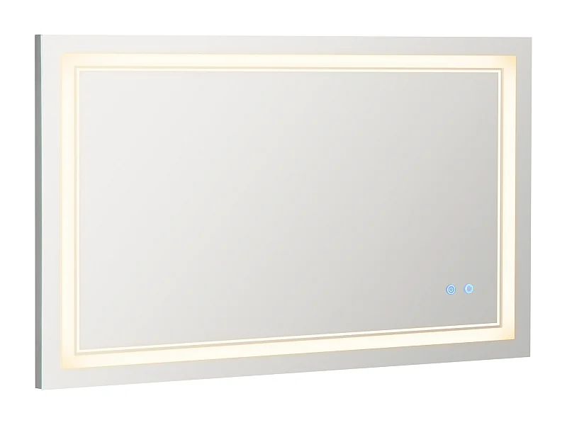 Miroir de salle de bain avec éclairage LED, étanche IP44, 3 couleurs de lumière, aluminium, argenté (100x60x3.2 cm)