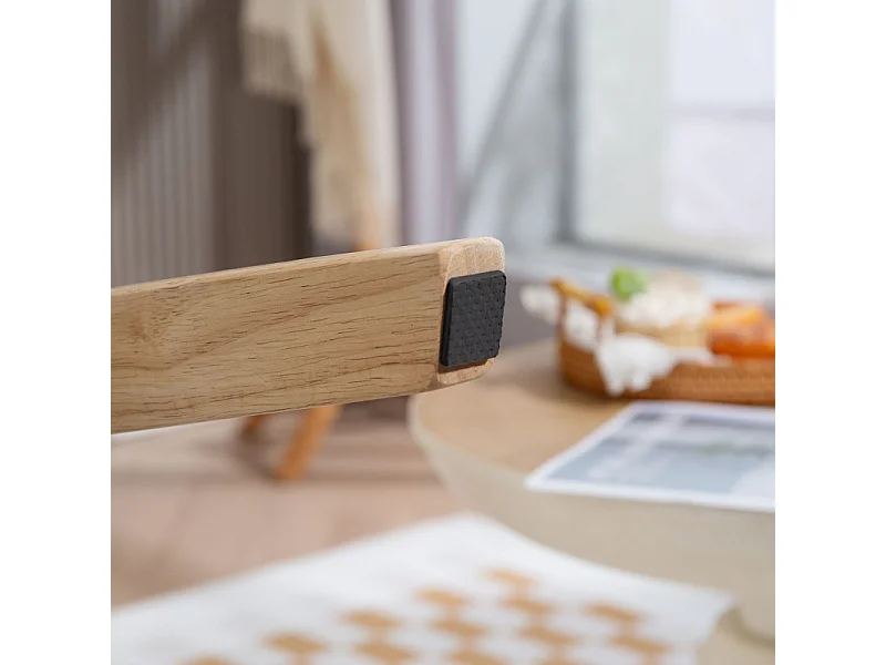 Fauteuil relax nordique avec accoudoirs, cadre en bois, tissu velours, crème (80x65x83 cm)