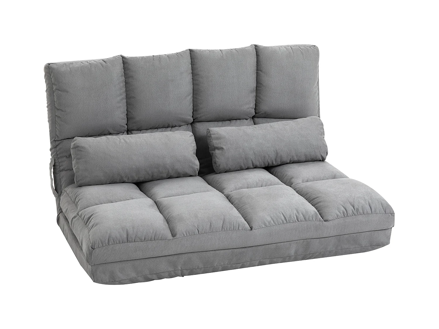 Fauteuil convertible 2-en-1 avec dossier ajustable, tissu en velours gris, structure en métal (102x73x60 cm)
