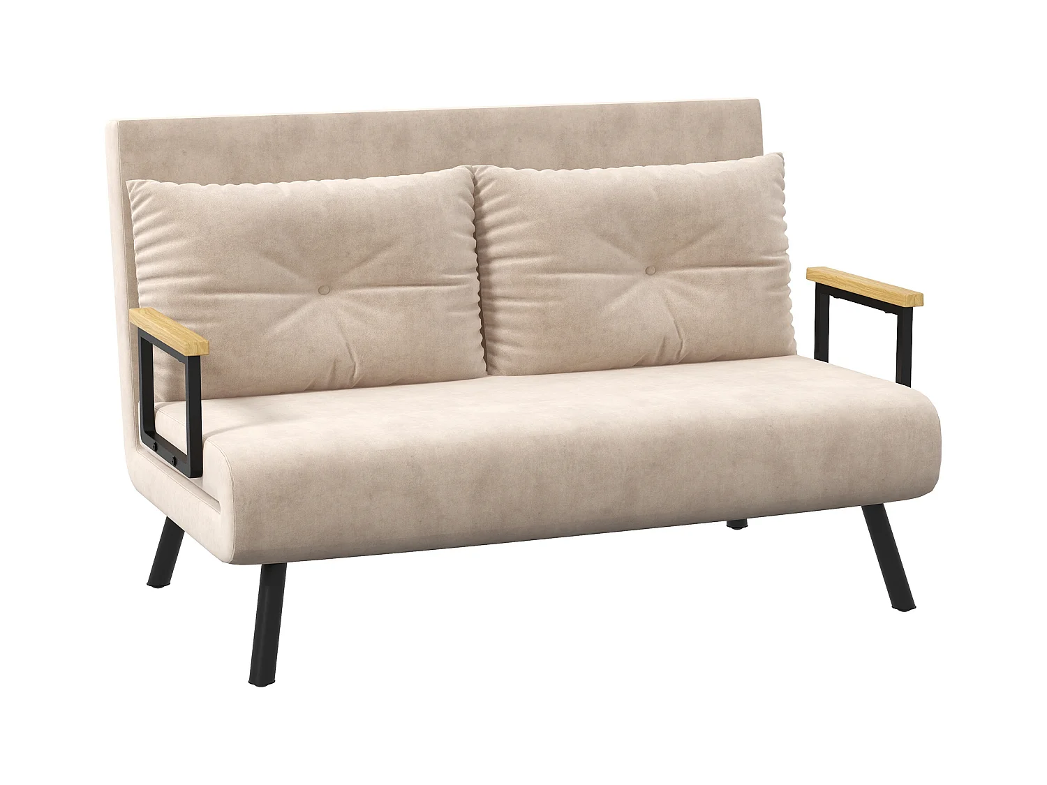 Poltrona relax trasformabile in letto, schienale regolabile, con cuscino, poliestere, beige (102x73x81 cm)