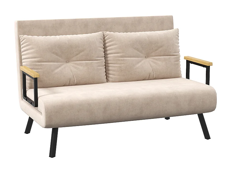 Poltrona relax trasformabile in letto, schienale regolabile, con cuscino, poliestere, beige (102x73x81 cm)