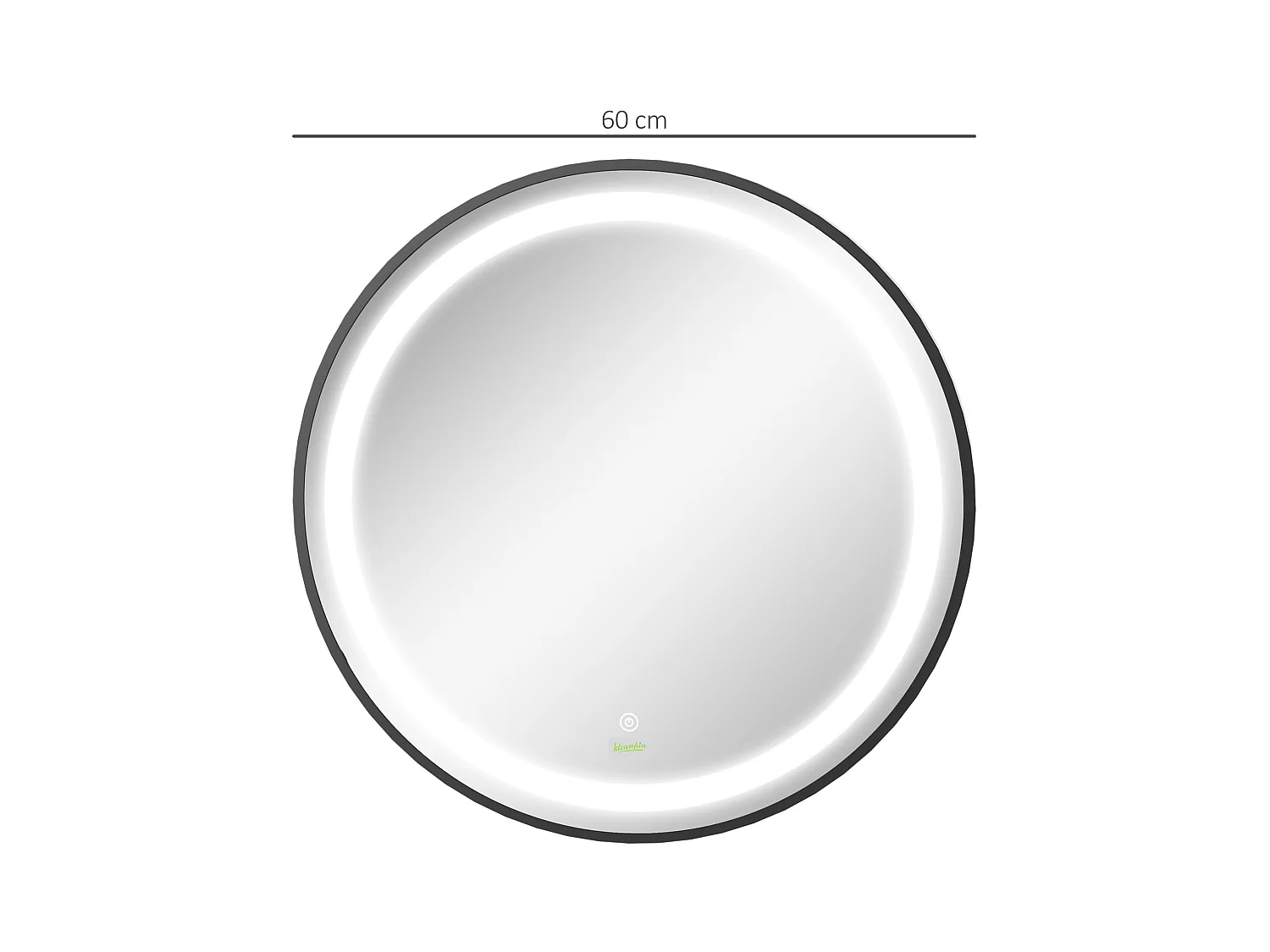 Miroir salle de bain LED rond, 3 couleurs lumière, fonction tactile et mémoire, aluminium, noir (60x60x4cm)