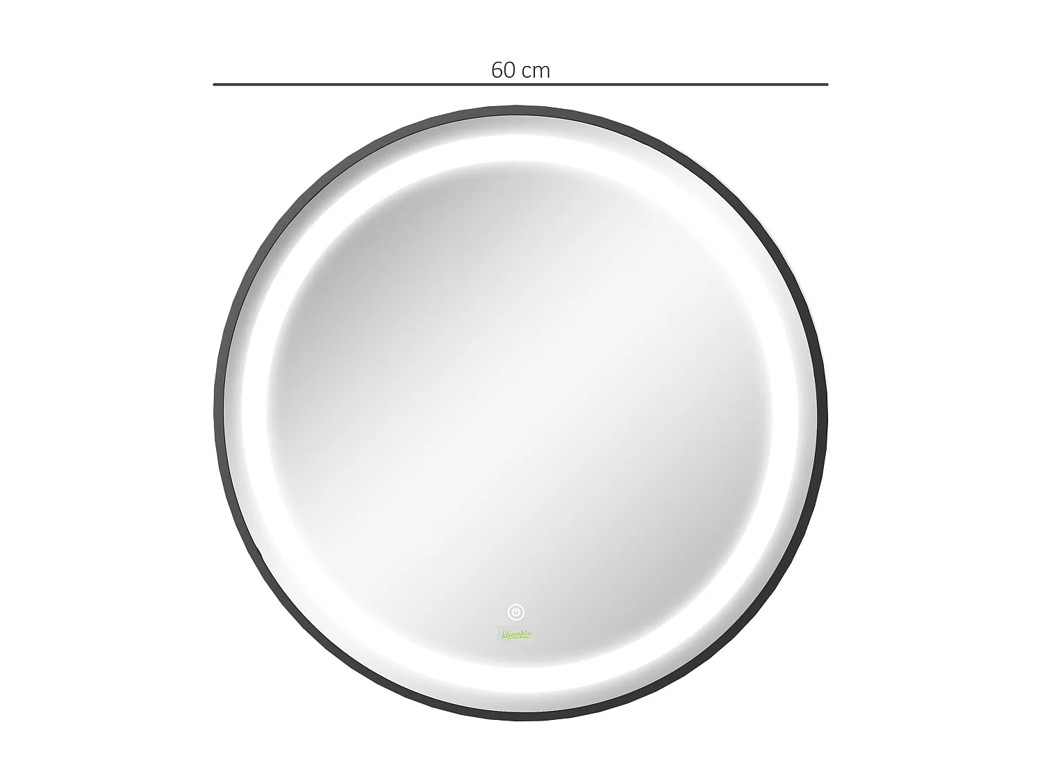 Miroir salle de bain LED rond, 3 couleurs lumière, fonction tactile et mémoire, aluminium, noir (60x60x4cm)