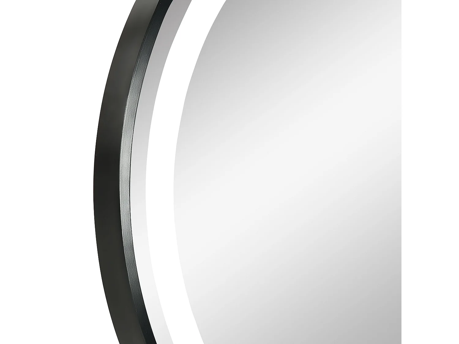 Miroir salle de bain LED rond, 3 couleurs lumière, fonction tactile et mémoire, aluminium, noir (60x60x4cm)