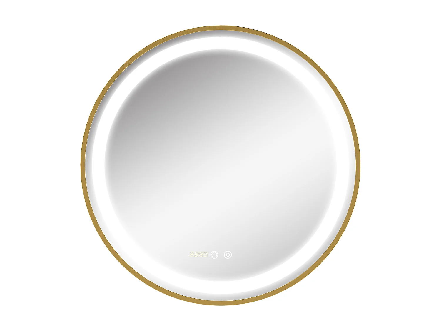 Miroir de salle de bain LED, dimmable, fonction mémoire, aluminium, doré (60x60 cm)