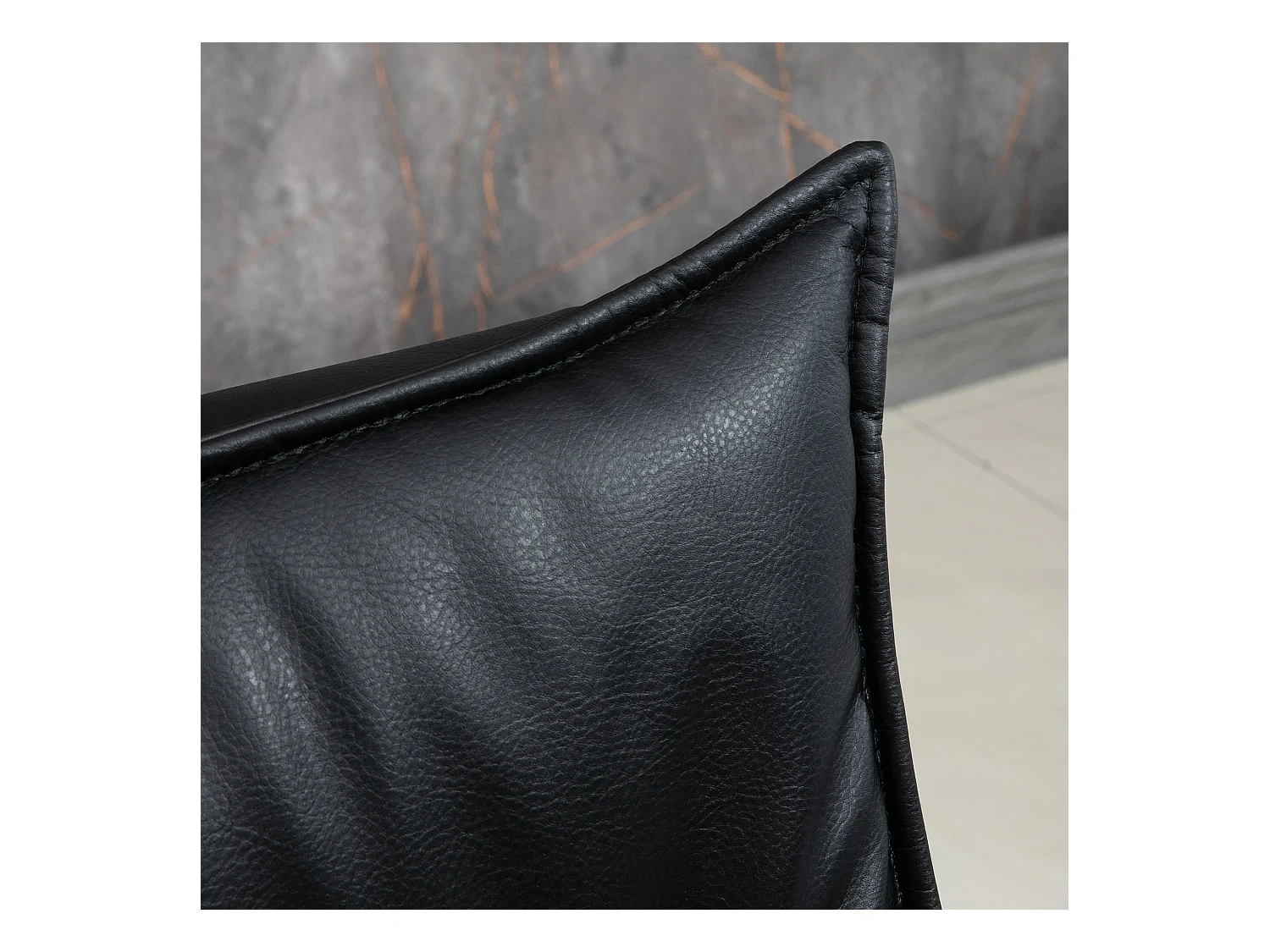 Sillón giratorio con función basculante, reposapiés, piel sintética negra, acero (75x84x101 cm)