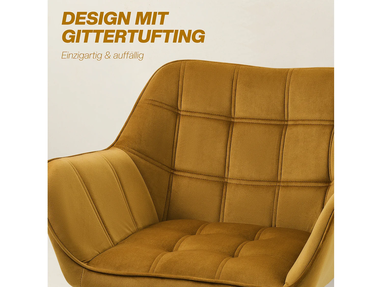 Fauteuil Relax avec design scandinave, en velours, pieds en bois, jaune (67x61.5x71 cm)