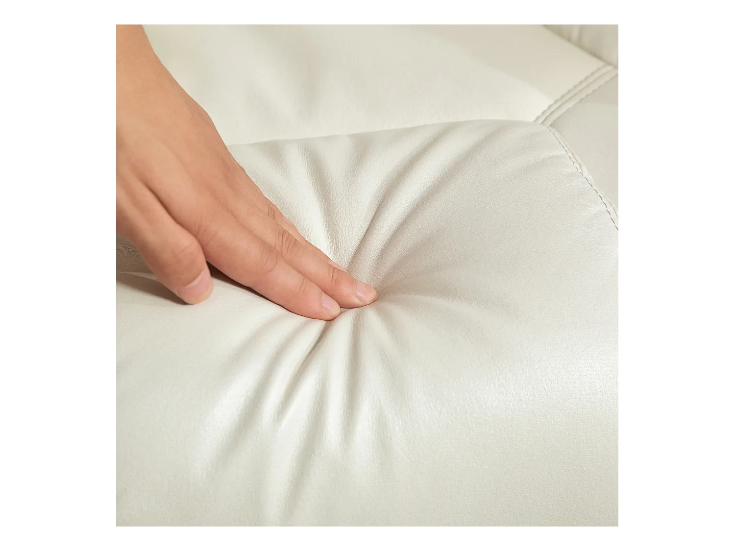 Fauteuil relax avec repose-pieds, fonction bascule, dossier réglable, cuir synthétique crème (84x84x104cm)