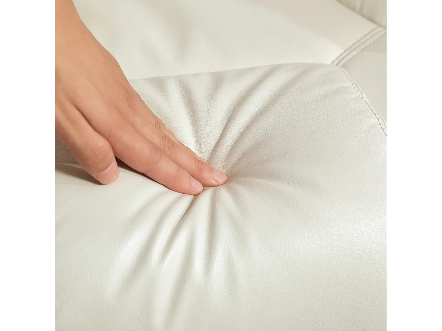 Fauteuil relax avec repose-pieds, fonction bascule, dossier réglable, cuir synthétique crème (84x84x104cm)