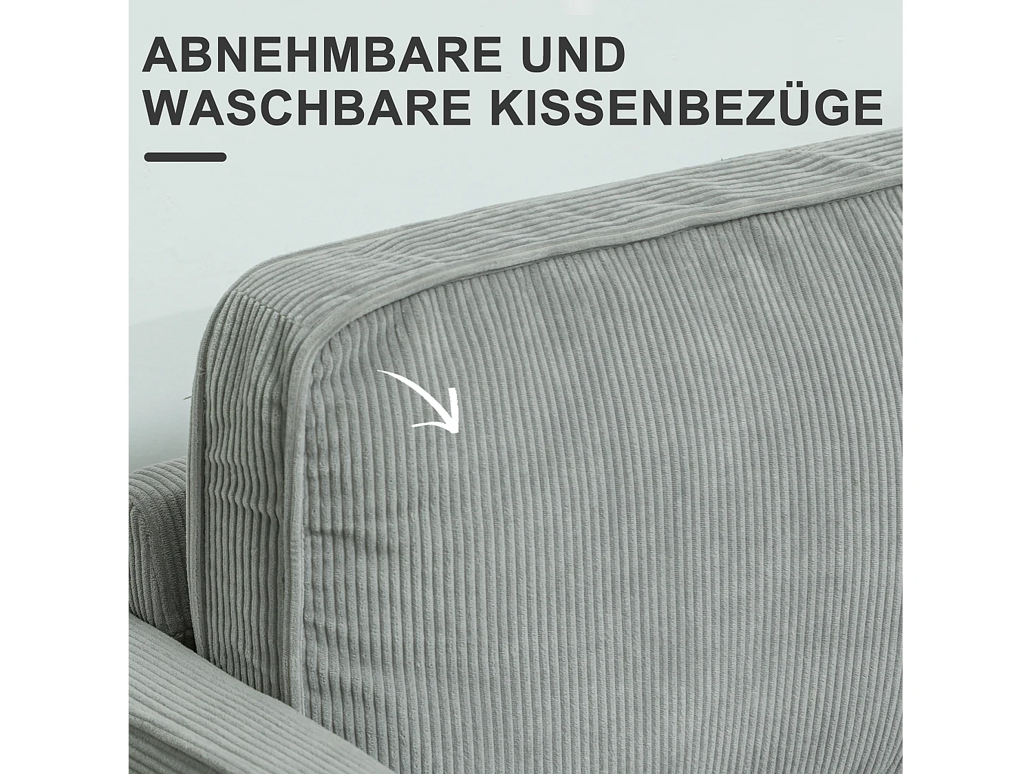 Compacte 2-zitsbank met armleuningen, geïntegreerde opbergruimte, fluweelachtige stof, houten poten, lichtgrijs (117x63x79 cm)